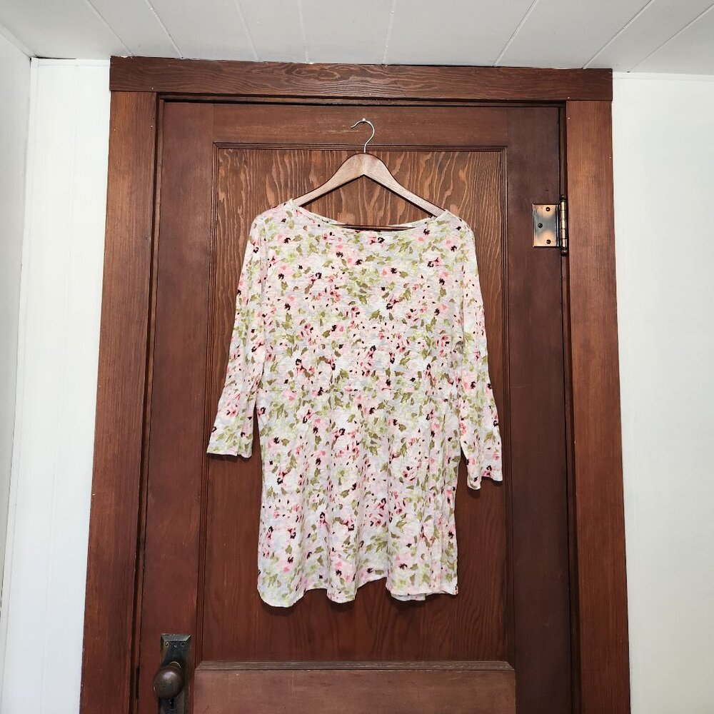 J Jill Floral Linen Floral Tunic Top